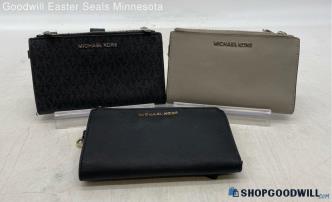 Lot of 3 Michael Kors Black Gray Wallet Womens Leather