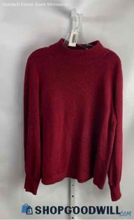 Chico's Women's Red/Black Knit Mock Neck Cotton Sweater - Sz L