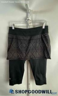 Athleta Women's Black/Taupe Patterned Pull On Capri Skirt Legging - Sz M