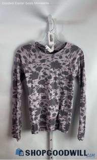 Athleta Women's Purple Floral Print Long Sleeve Shirt - Sz PS