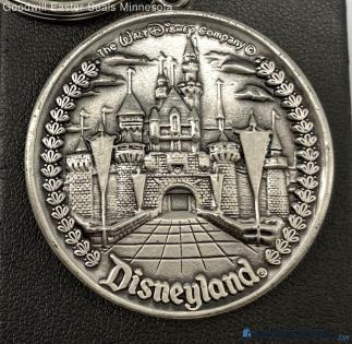 Vintage Disneyland Pewter 5 Land Medallion Key Chain