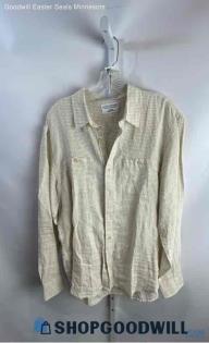 Lucky Brand Men's Beige/White Patterned Button Up Long Sleeve Shirt - Sz L