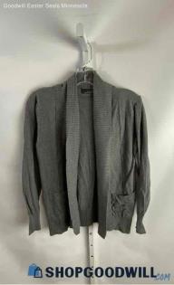 Zara Women's Gray Knit Ribbed Drape Pocketed Open Cardigan - Sz S