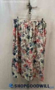 Athleta Women's White Floral Midi Skirt - Sz 1