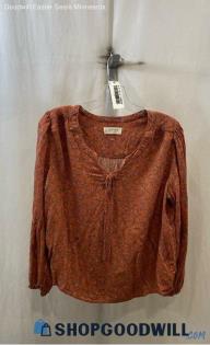 Lucky Brand Women's Orange Floral Blouse - Sz M