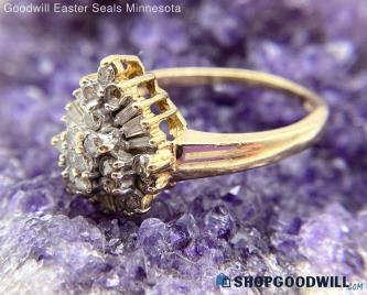 10K Yellow Gold Diamond Cluster Ring 2.86g Size 8.25