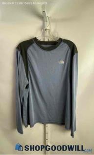 The North Face Men's Heathered Blue/ Gray Textured Performance Long Sleeve Sz L