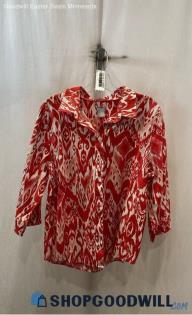 Chico's Women's White/Red Pattern Button Up Shirt - Sz 14