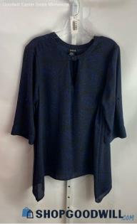 Torrid Women's Blue/Black Long Sleeve Sheer Blouse - Sz 00