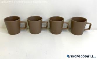 4PC Stone + Lain Stoneware Brown Matte Speckled Mugs