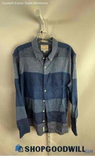 Lucky Brand Men's Blue/Navy Striped Long Sleeve Button Down Shirt - Sz L