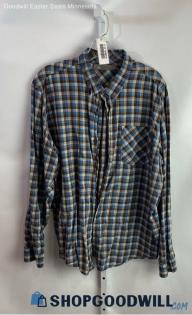 REI Women's Blue/Brown Long Sleeve Button Up Shirt - Sz XL