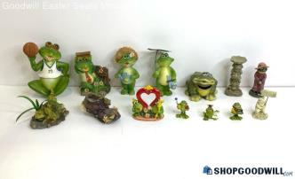 A) 14PC Assorted Collectible Frog Garden Figurine Decor