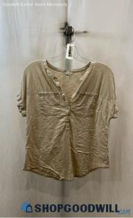 Lucky Brand Women's Tan Henley Shirt - Sz S