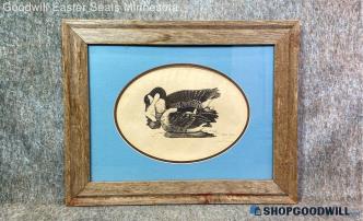 Marvel Houge Signed 10/450 Vtg Resting Canada Geese Wildlife Bird Print Framed