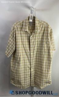 Carhartt Men's Beige Plaid Short Sleeve Button Down - Sz L