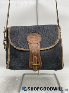 Dooney & Bourke Black Saddle Crossbody Womens Pebbled Leather Handbag/Purse