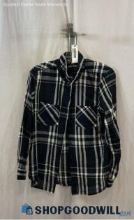 Lucky Brand Women's Black/White Plaid Cotton Long Sleeve Shirt - Sz S