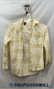 Patagonia Women's White/Yellow Plaid Button Up Shirt - Sz XS