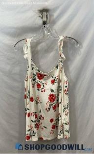 Torrid Women's White/Red Floral Print Tank Shirt - Sz 0