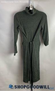 Zara Women's Slate Gray Tie Belt Turtleneck Sweater Dress - Sz S