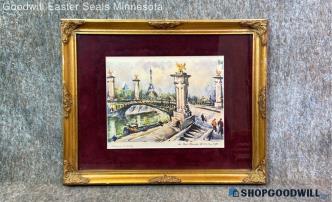 "Le Pont Alexandre III Et La Tour Eiffel" Marius Girard Print Framed Art Decor