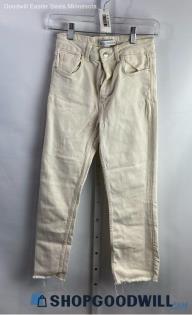 Zara Women's Ivory High-Rise Straight Jeans - Sz 2