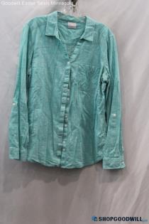 Columbia Women's Seafoam Green Lightweight Long Sleeve Button Up Shirt - Size L