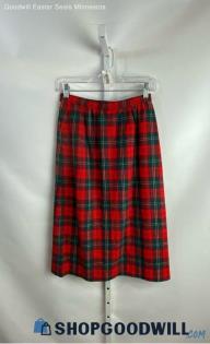 Pendleton Women's Red/Green Plaid Straight Skirt - Sz 6