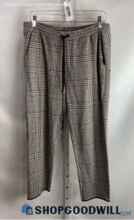 Zara Women's Gray/Brown Gingham Pattern Dress Pant - Sz L