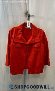 Chico's Women's Berry Red Button Up Twill Fashion Blazer - Sz S