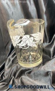 Leaf Design Glass Pitcher W Handle