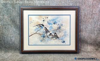 "Queue Up For Dinner" Jean Haefele Signed 389/1500 Chickadee Bird Wildlife Print