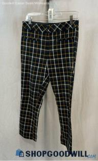 Anthropologie Women's Black/Red Plaid Pull On Pant - Sz 4