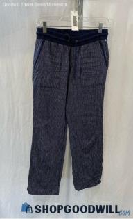 Athleta Women's Navy/White Striped Pull on Ankle Pant - Sz 0