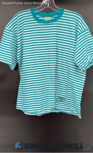 Hanes Other Wear women's Teal & White Stripe Cotton T-shirt - Sz XL