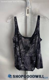 Alex Evening Women's Black/Gray Shimmer Tank Shirt - Sz XL