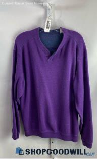 Tommy Bahama Men's Purple/Gray Reversible V Neck Sweater - Sz L