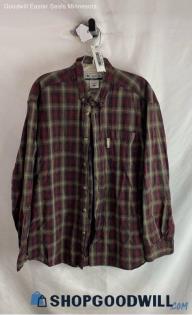 Columbia Men's Red/White Plaid Button Up Shirt - Sz XL