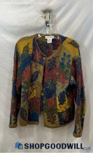 Robert Scott Women's Multicolor Print Button Up Sweater - Sz M