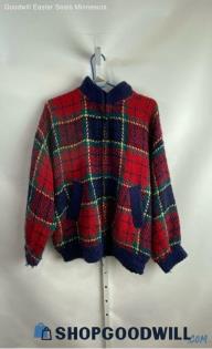 Boyne Valley Weavers Women's Red/Green Plaid Fleece Coat - Sz M