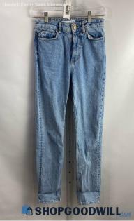 Zara Women's Weathered Blue Slim Straight Jeans - Sz 2