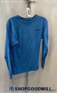 Patagonia Men's Light Blue Back Graphic Long Sleeve Shirt- Sz S