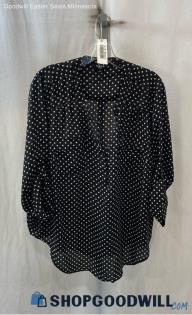 Torrid Women's Black/White Polka Dot 1/2 Button Blouse - Sz 2