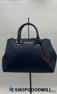 Michael Kors Sutton Navy Blue Saffiano Leather Top Handle Bag Handbag/Purse