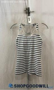 Athleta Women's White Stripe Polyester Tank Top - Sz S