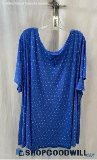 Lane Bryant Women's Blue/White patterned T-Shirt - Sz 34/36