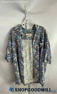 Tommy Bahama Men's Gray/Blue Floral Short Sleeve Button Down - Sz XL