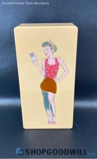 Pin Up Girl Flying Skirt Tissue Box Vintage 1960 Antique Collectible Decorative