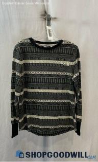 The North Face Women's Gray/Ivory Holiday Striped Pattern Long Sleeve Tee Sz XL